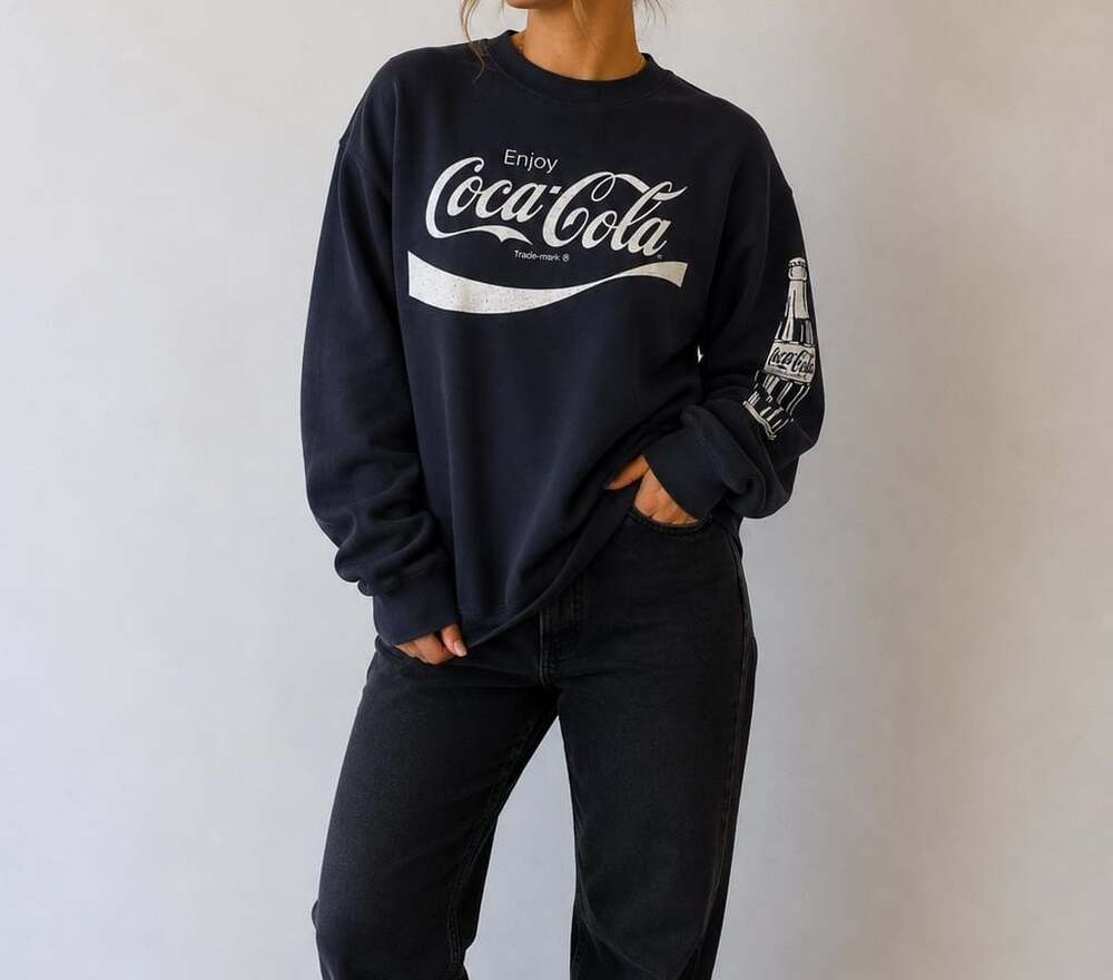 H&M Coca-Cola Oversized Graphic Print Crewneck Sweatshirt